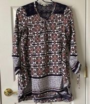 Simply Noelle Long Sleeve Mixed-Media Pattern Tunic/Dress Size Small/Medium 8/10