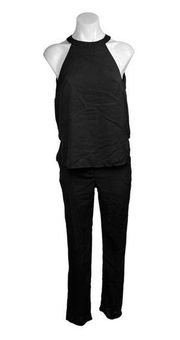Dance & Marvel Black Sleeveless Halter Neck Work Formal Straight Jumpsuit Size S