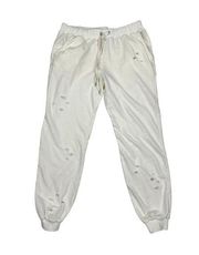 Honey Punch - Distressed Sweatpant Joggers in Off White