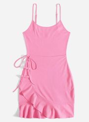 Ruffle Trim Pink Cami Dress