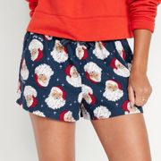 NEW Old Navy Women's Matching Flannel Pajama Boxer Shorts Santa Walnut Print XL