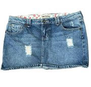 YMI Women's Skirt A-Line Mini Distressed Denim 100% Cotton Blue Junior Size 13
