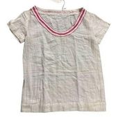 NEW Lemlem Bella Tee 100% cotton white pink trim sz small