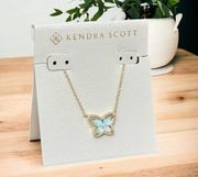 New! Kendra Scott Lillia Butterfly Gold Pendant Necklace in Dichroic Glass