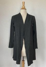 Solid Grey Open Front Cardigan