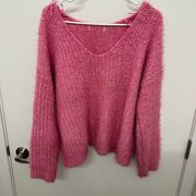 Pink Rose Plush Eyelash Pink Sweater