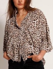 Stone Leopard Raw Hem Blouse