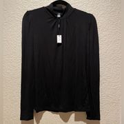 NWT Tahari Black Top Size M High Neck