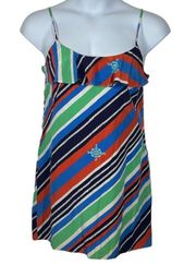 Lilly Pulitzer Silk Dress Laya Overboard Nautical Compass Striped Ruffle Small