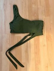 NEW MOOSLOVER 1 Shoulder Bikini Top only Sage Green M