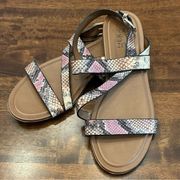 Naturalizer Sadie Women’s Flat Snake Leather Open Toe Slingback Sandals Size 8.5
