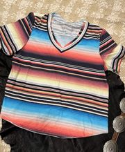 Misslook Multi Colored Striped Short Sleeve T-Shirt XL