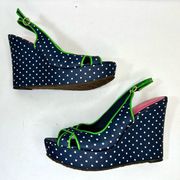 Lilly Pulitzer Picture Perfect Navy Polka Dot Wedge size 8
