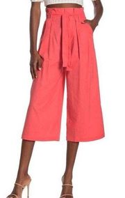 LPA Wide Crop Leg Paperbag Pants - Pink - M