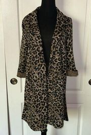 ADYSON PARKER CHEETAH PRINT LONG LINE BLAZER CARDIGAN