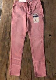 Seven 7 in color pink distressed jeans size 6 with raw hem