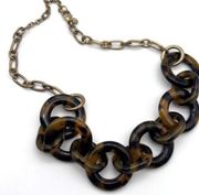 J.Crew  Women's Tortoise Chain Link Collar Necklace Jewelry Gold Brown One Size