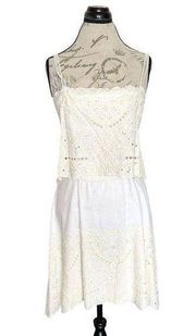 Chelsea Violet Dress Sz Medium Beige Eyelet Mini Graduation Ceremony Bohowestern