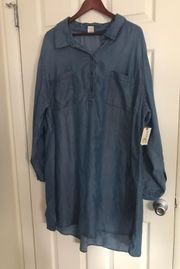 Plus size terra sky long sleeve dress jean size 3X