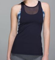 Lululemon  Womens Tank Sz 8 Mesh With Me Top Naval Blue Seaside Silver Fox Lake