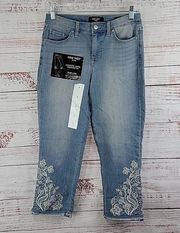 Nine West Light Wash Chrystie Embroider Mid-Rise Crop Capri Women's Jeans Size 4