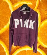 PINK - Victoria's Secret MAROON PINK Sweatshirt with 3/4 Zip‎ Size Large