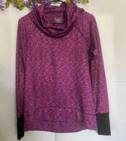 Cowl Neck Fleece Lined Purple Activewear Top