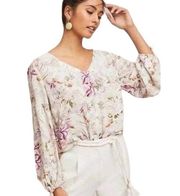 Anthropologie Maeve Floral Balloon Sleeve Blouse Top S