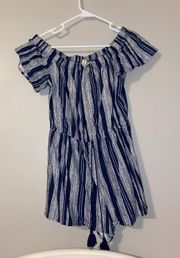 Blue and White Stripe Romper