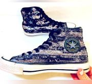 Converse  Chuck Taylor All Star Sequin Flag Hi-Tops Black/Silver size 8