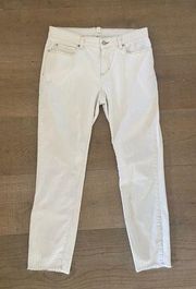 eileen fisher ivory cream slim fit raw hem jeans