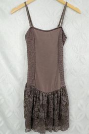 Free People Intimately Taupe Lace Retro Vintage Slip Size XS