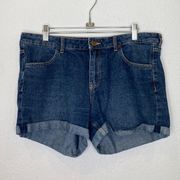 H&M &Denim by  Women’s Medium Wash Blue Denim Jean Shorts Cuffed Hem EUC Sz 12