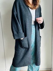 J. Mc Laughlin Wool Duster CardiCoat Size Medium Midi Length Robe Style