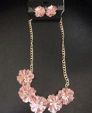 Nicole Miller 3 D Floral Blush Necklace & Earrings