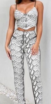 Tiger Mist Pearl Snake Print Faux Leather Pants Size XS