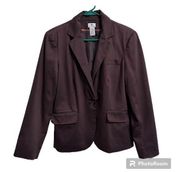 Worthington Women's Vintage One Button Blazer Jacket in Chocolate Brown Size 12