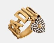 Dior J'ADIOR RING Antique Gold-Finish Metal and White Crystals