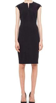 Akris Punto Cap-Sleeve Zip-Front Seamed Dress Black size 4 $995