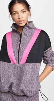 Koral Sphere Meli Anorak Pullover Medium Half Zip Gray Hot Pink