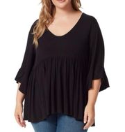 Jessica Simpson Plus Size Black Peplum Top 2X