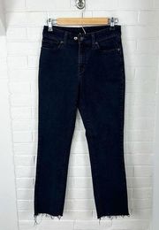 L.L.Bean Classic Fit Black Denim Frayed Hem Jeans Size 6P