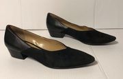 Naturalizer Betty black leather suede block low heel pointy toe pumps size 8.5