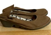 Fly London Leather Low Wedge Shoe Size 10
