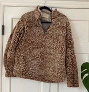 Quarter Zip Fleece Sherpa Brown Wubby Pullover Jacket Alterd State 1/4 Zip Large