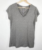 Thyme & Honey Grey Short Sleeve V-Neck T-Shirt Women's Size Large L