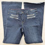 Angry Rabbit Double Front Pocket Medium Dark Wash Flare Jeans Size 31 13