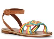 Christian Louboutin Ella Rainbow Braided Leather Suede Strappy Sandals