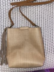 Canvas Woven Brown Tan Shoulder Purse from Francesca’s NWOT