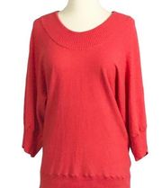 REISS Sweater Pullover Wool Angora Cashmere 3/4 Sleeves Orange Coral Small EUC